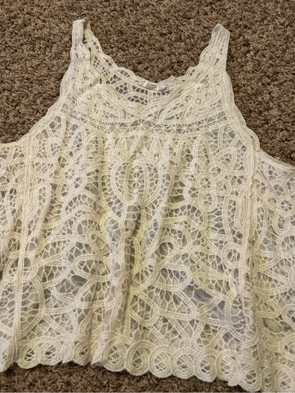 Lace Flowy Tank Top in Cream